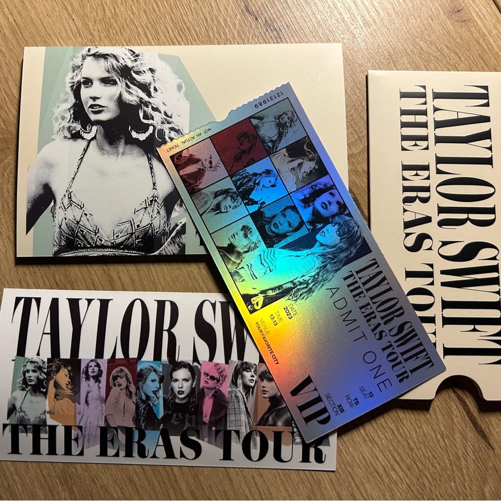 Taylor Swift The Eras Tour 10 Postcards, Sticker, VIP ticket